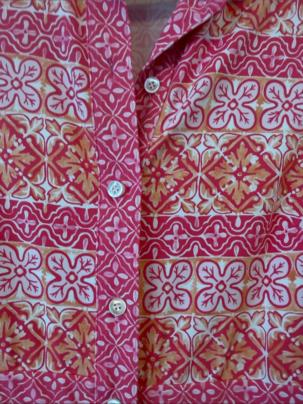 Pink Patterned Button-Front Midi Dress - Picture 3 of 7